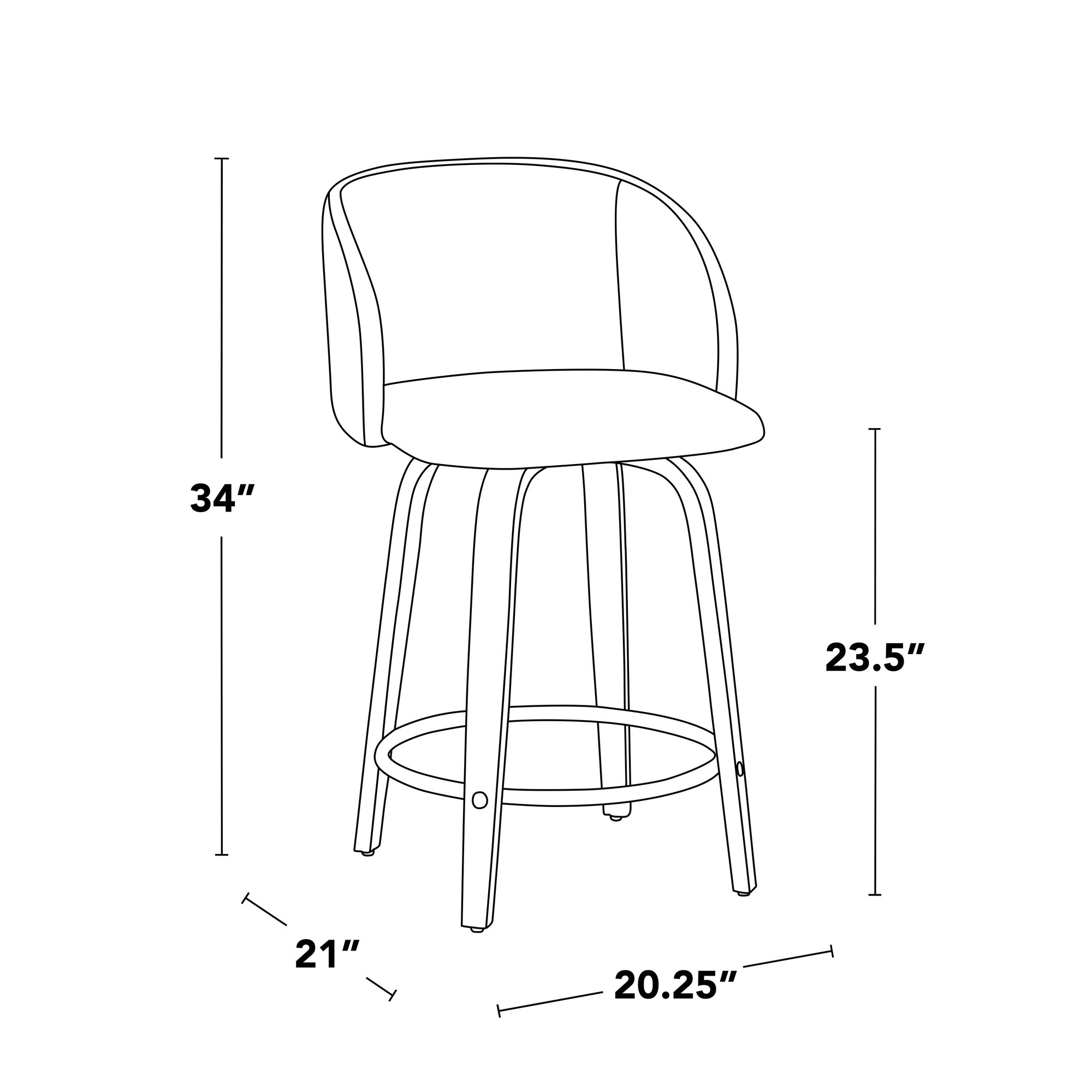 Fran 24 Mid-Century Zebra/White Swivel Counter Stool (Set of 2) 9 Fran 24 Mid-Century Zebra/White Swivel Counter Stool (Set of 2) - Image 9