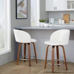 Fran 24 Walnut White Mid-Century Modern Swivel Stools (Set of 2) 12 Fran 24 Walnut White Mid-Century Modern Swivel Stools (Set of 2)
