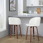 Fran 24 Walnut White Mid-Century Modern Swivel Stools (Set of 2) 11 Fran 24 Walnut White Mid-Century Modern Swivel Stools (Set of 2)