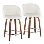 Fran 24 Walnut White Mid-Century Modern Swivel Stools (Set of 2) 13 Fran 24 Walnut White Mid-Century Modern Swivel Stools (Set of 2)