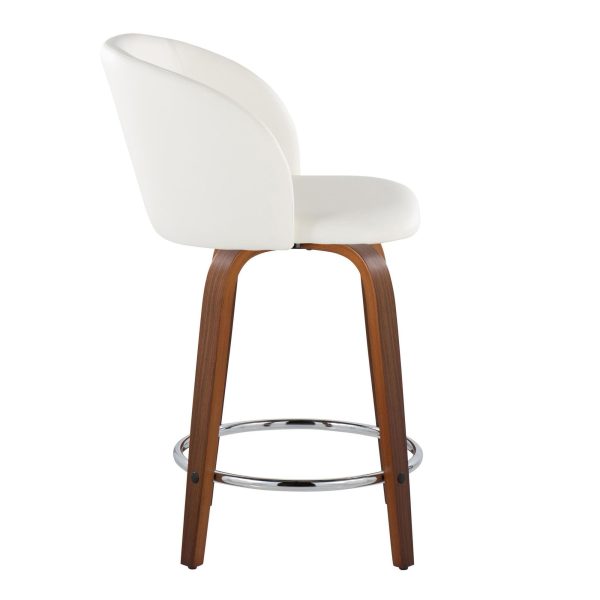 Fran 24 Walnut White Mid Century Modern Swivel Stools Set of 2 4