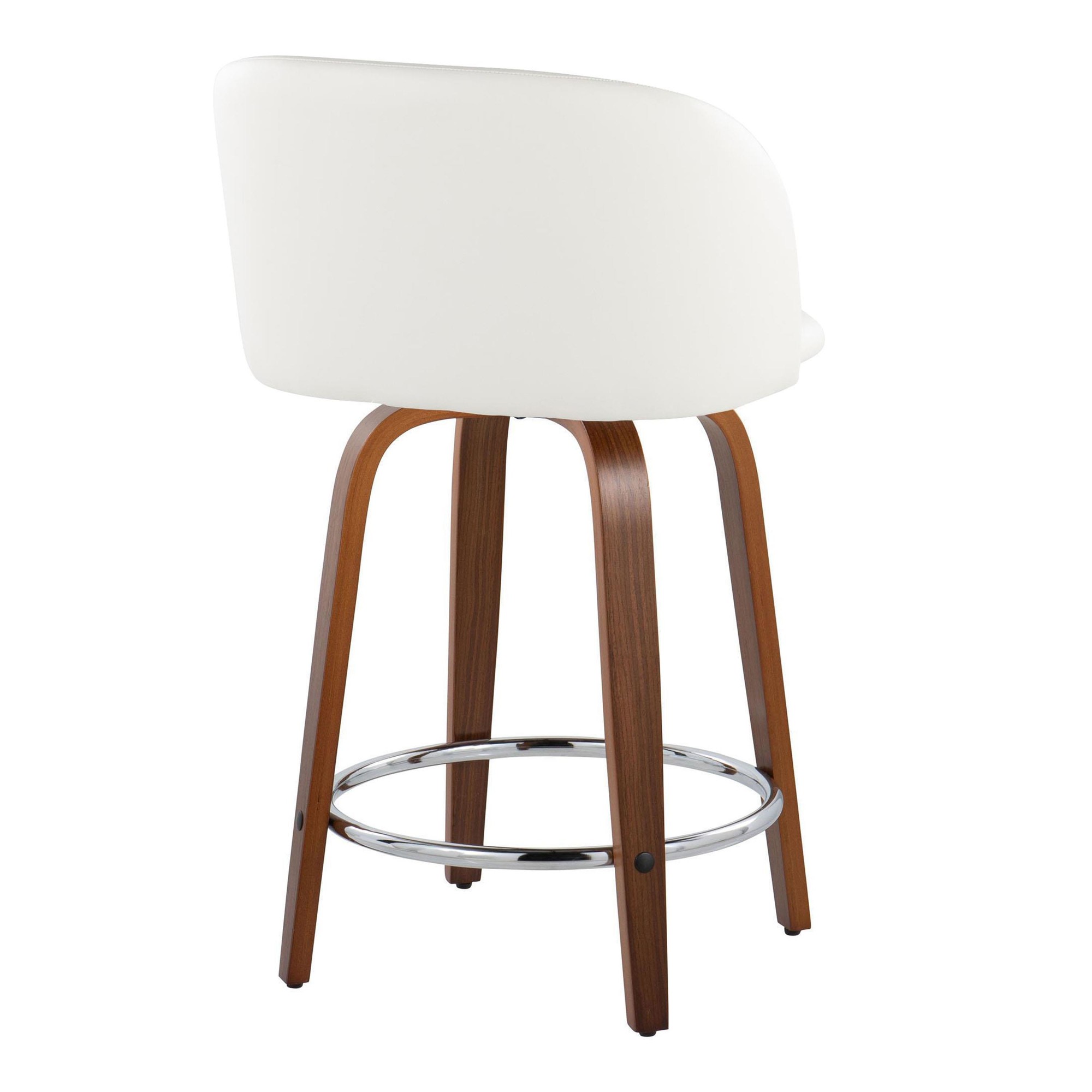 Fran 24 Walnut White Mid-Century Modern Swivel Stools (Set of 2) 6 Fran 24 Walnut White Mid-Century Modern Swivel Stools (Set of 2) - Image 6