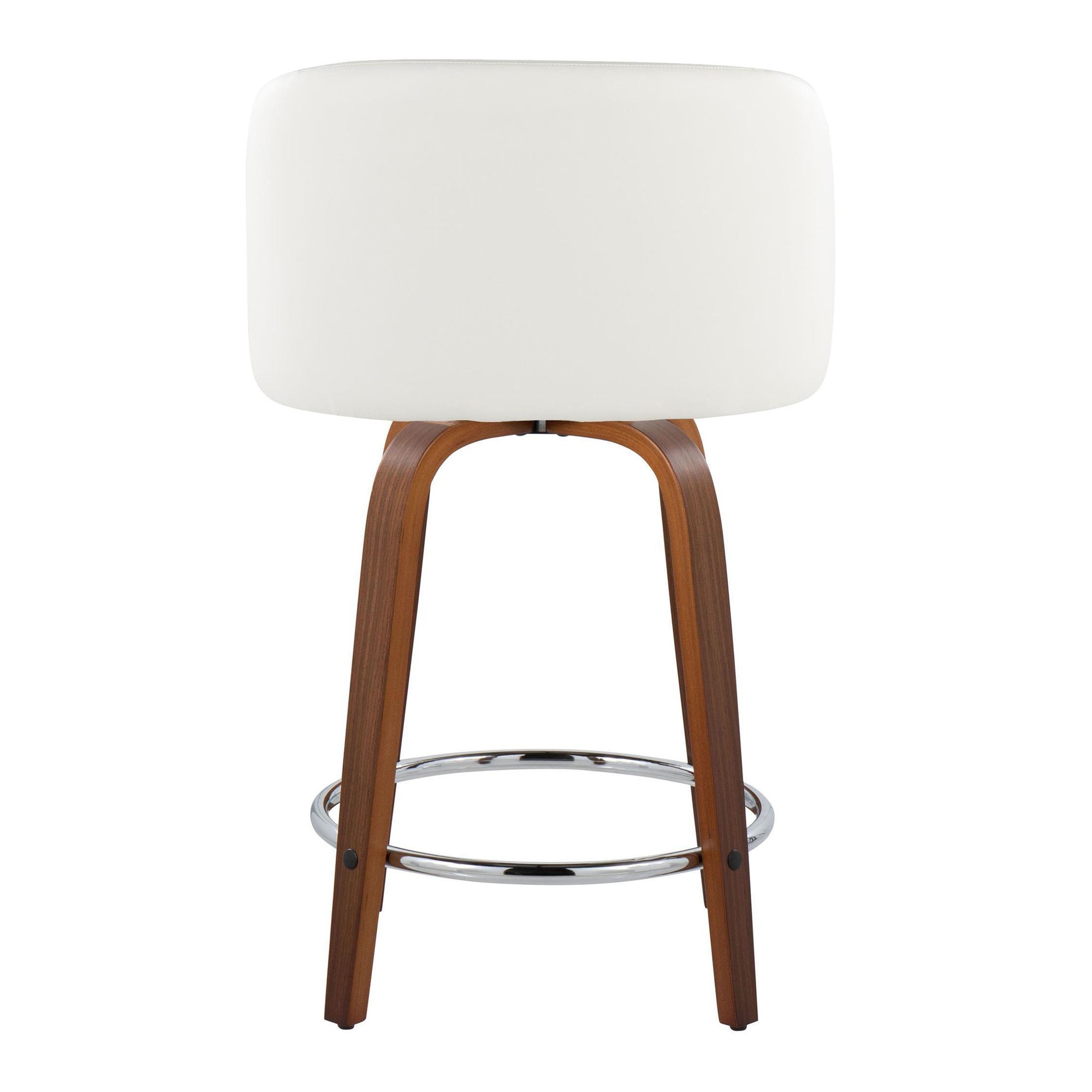 Fran 24 Walnut White Mid-Century Modern Swivel Stools (Set of 2) 7 Fran 24 Walnut White Mid-Century Modern Swivel Stools (Set of 2) - Image 7
