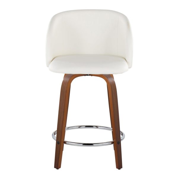 Fran 24 Walnut White Mid Century Modern Swivel Stools Set of 2 7