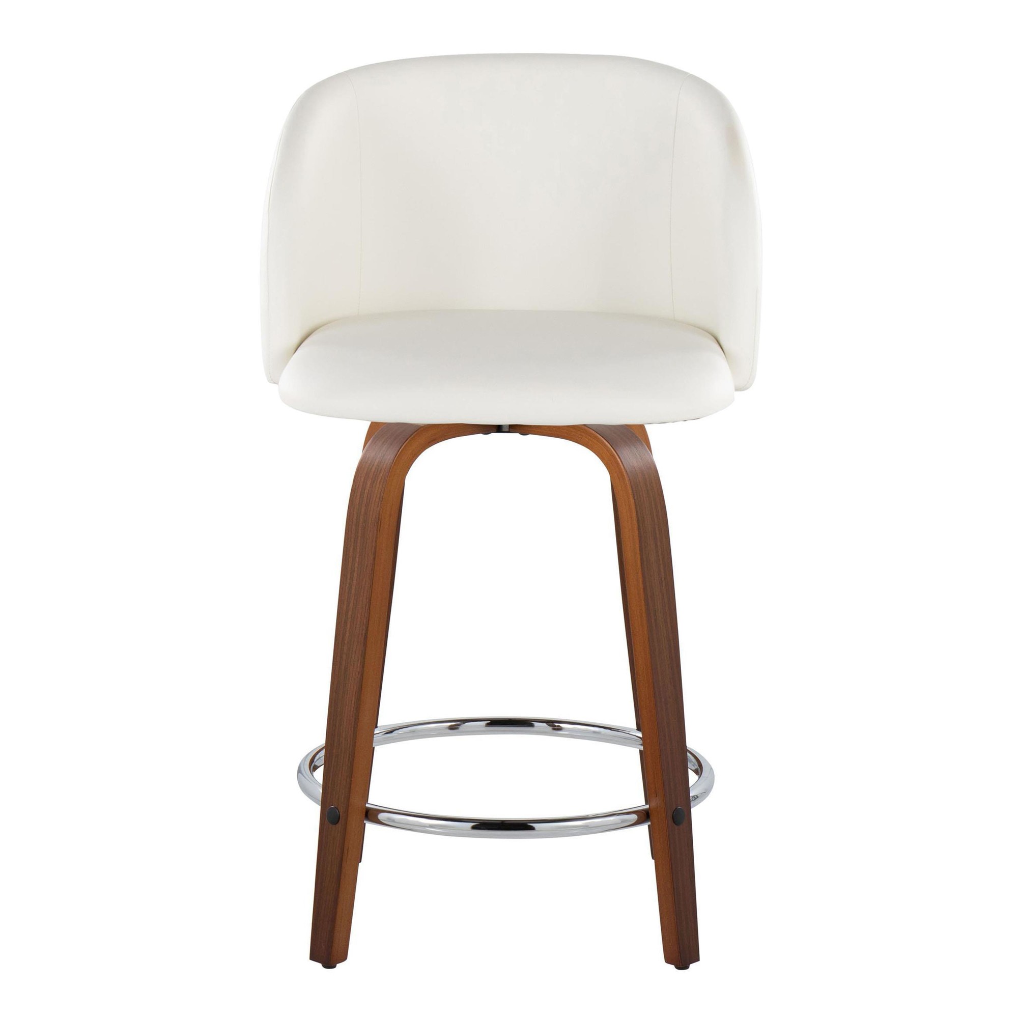 Fran 24 Walnut White Mid-Century Modern Swivel Stools (Set of 2) 8 Fran 24 Walnut White Mid-Century Modern Swivel Stools (Set of 2) - Image 8