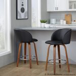 Fran 25 Mid-Century Modern Walnut Black Swivel Stools (Set of 2) 12 Fran 25 Mid-Century Modern Walnut Black Swivel Stools (Set of 2)