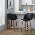 Fran 25 Mid-Century Modern Walnut Black Swivel Stools (Set of 2) 11 Fran 25 Mid-Century Modern Walnut Black Swivel Stools (Set of 2)