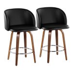 Fran 25 Mid-Century Modern Walnut Black Swivel Stools (Set of 2) 13 Fran 25 Mid-Century Modern Walnut Black Swivel Stools (Set of 2)