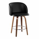 Fran 25 Mid-Century Modern Walnut Black Swivel Stools (Set of 2) 14 Fran 25 Mid-Century Modern Walnut Black Swivel Stools (Set of 2)