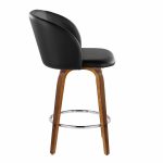 Fran 25 Mid-Century Modern Walnut Black Swivel Stools (Set of 2) 15 Fran 25 Mid-Century Modern Walnut Black Swivel Stools (Set of 2)
