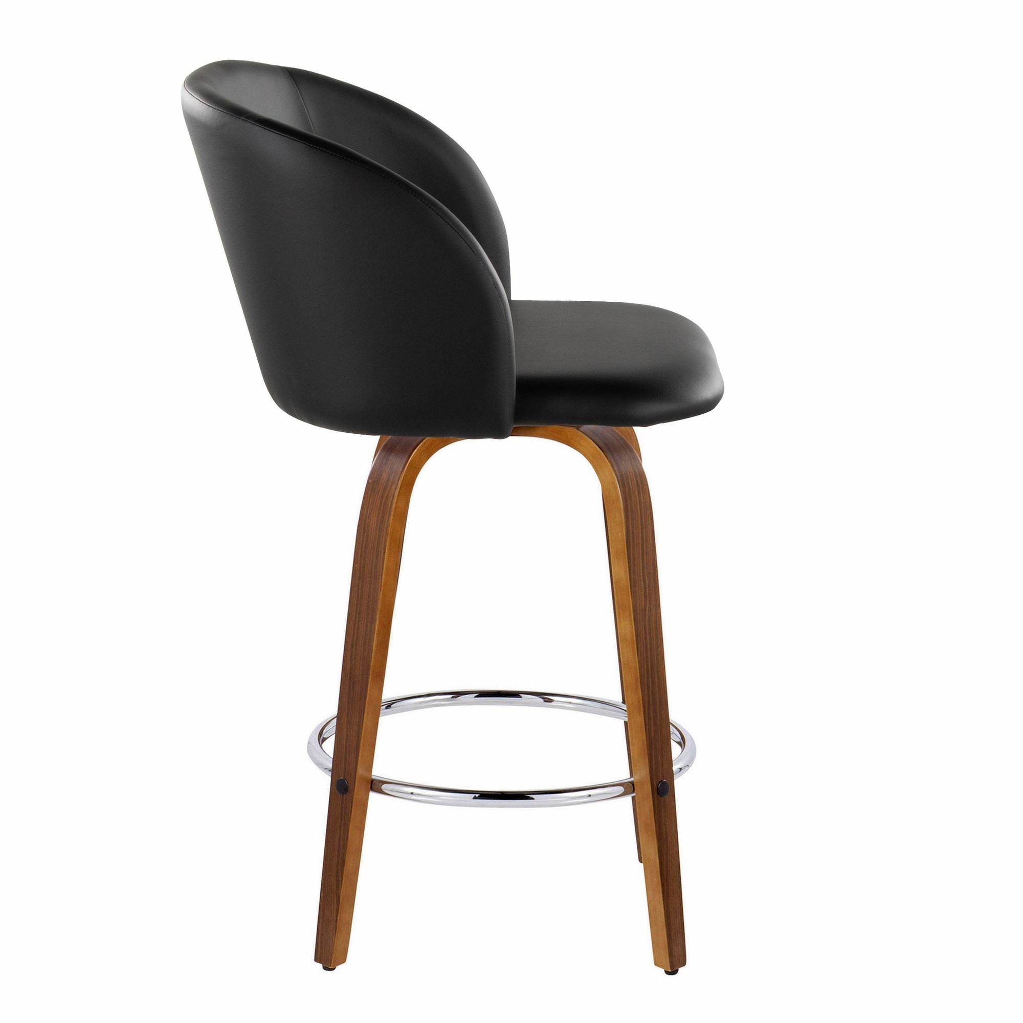 Fran 25 Mid-Century Modern Walnut Black Swivel Stools (Set of 2) 5 Fran 25 Mid-Century Modern Walnut Black Swivel Stools (Set of 2) - Image 5