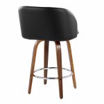 Fran 25 Mid-Century Modern Walnut Black Swivel Stools (Set of 2) 16 Fran 25 Mid-Century Modern Walnut Black Swivel Stools (Set of 2)