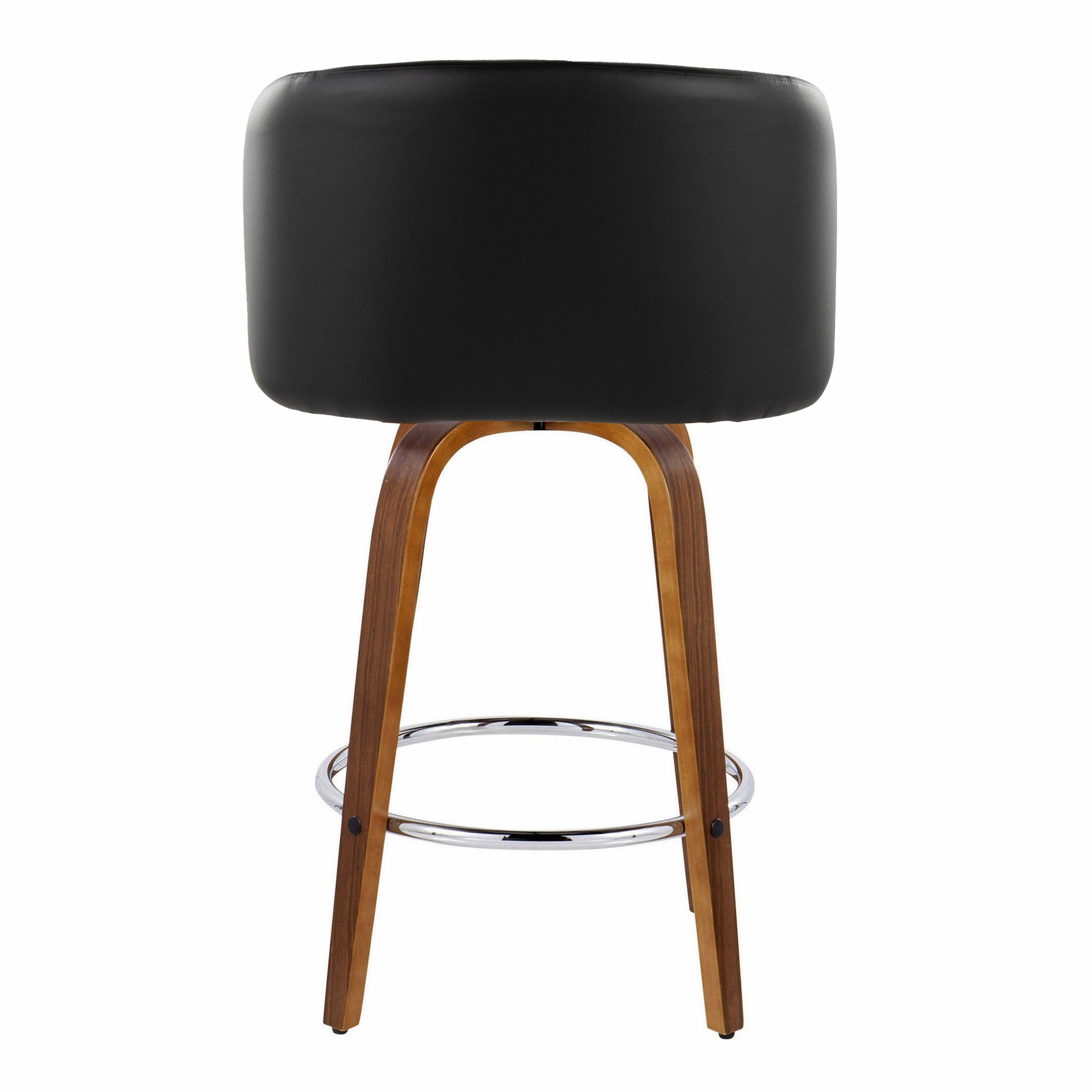 Fran 25 Mid-Century Modern Walnut Black Swivel Stools (Set of 2) 7 Fran 25 Mid-Century Modern Walnut Black Swivel Stools (Set of 2) - Image 7