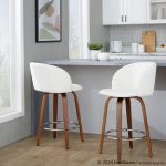 Fran 25 Walnut White Mid-Century Modern Counter Stool (Set of 2) 12 Fran 25 Walnut White Mid-Century Modern Counter Stool (Set of 2)