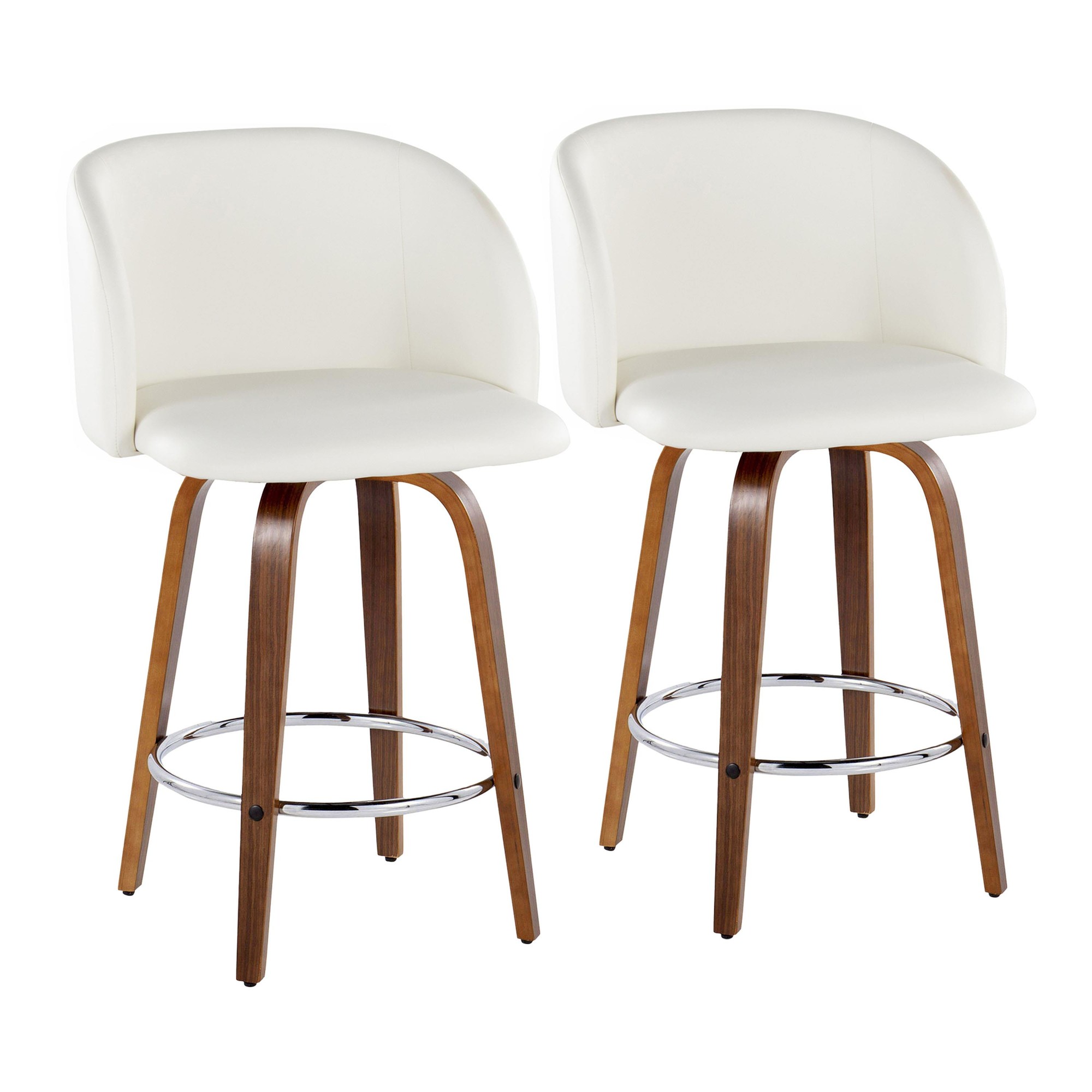 Fran 25 Walnut White Mid-Century Modern Counter Stool (Set of 2) 3 Fran 25 Walnut White Mid-Century Modern Counter Stool (Set of 2) - Image 3