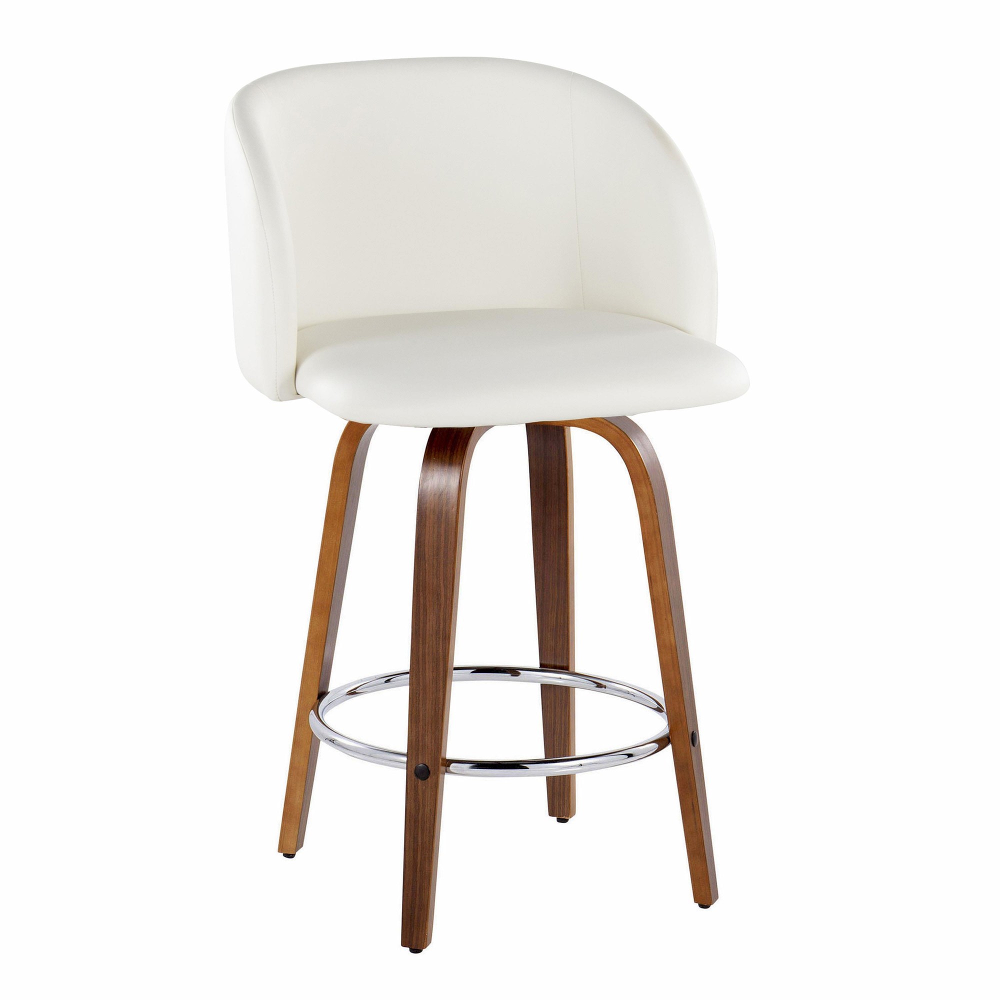 Fran 25 Walnut White Mid-Century Modern Counter Stool (Set of 2) 4 Fran 25 Walnut White Mid-Century Modern Counter Stool (Set of 2) - Image 4