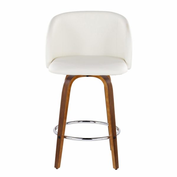 Fran 25 Walnut White Mid Century Modern Counter Stool Set of 2 7