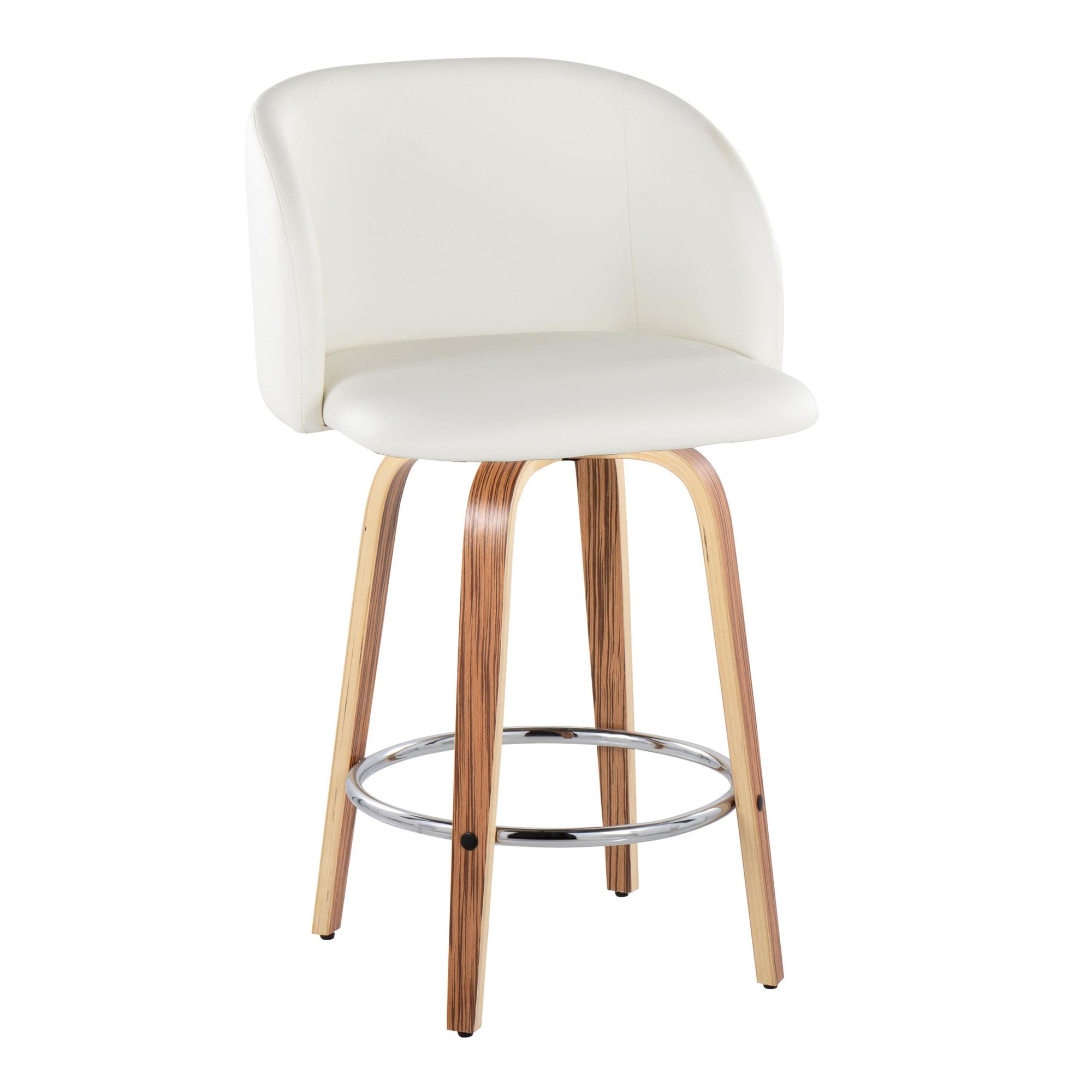 Fran 25 Zebra White Mid-Century Modern Swivel Stools (Set of 2) 4 Fran 25 Zebra White Mid-Century Modern Swivel Stools (Set of 2) - Image 4