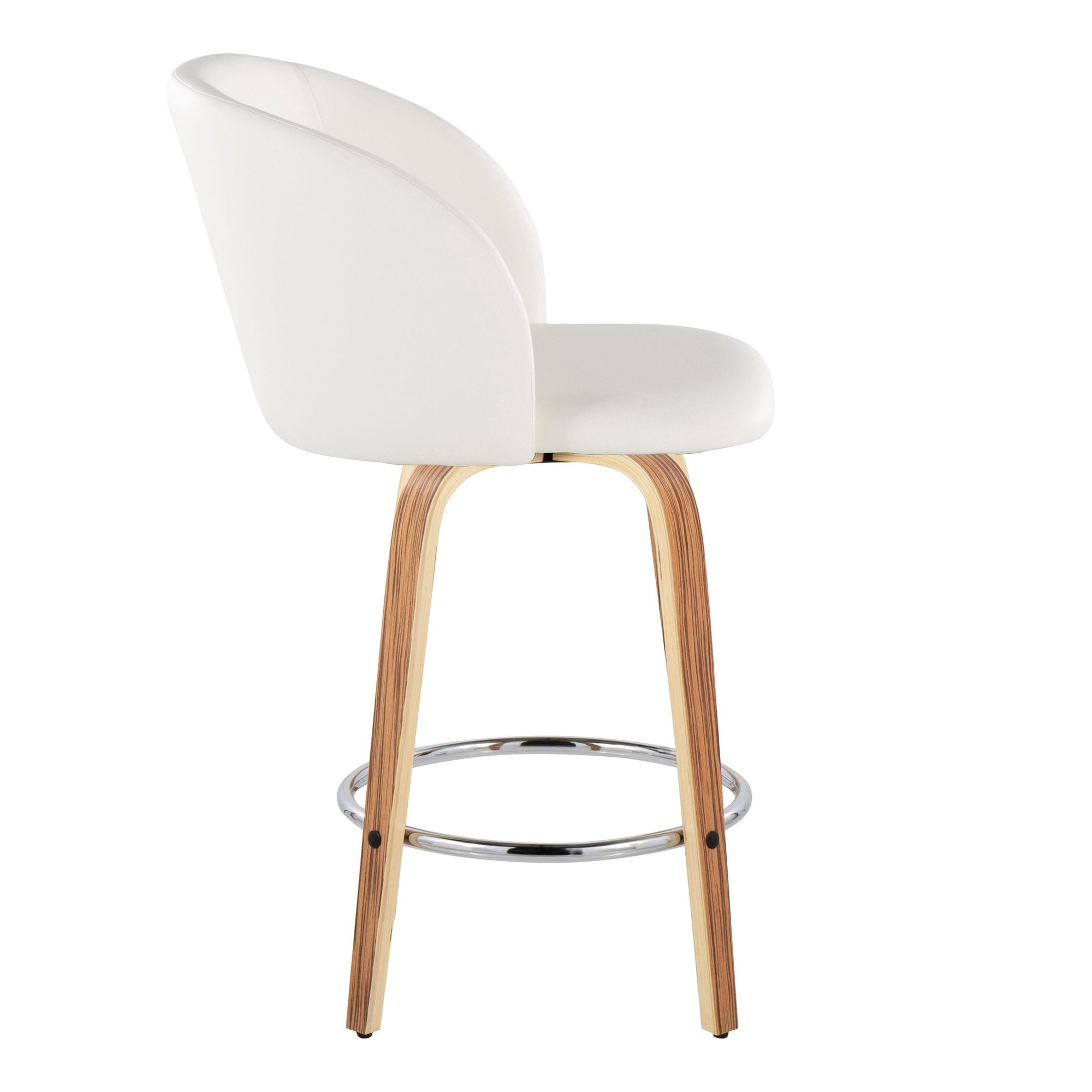 Fran 25 Zebra White Mid-Century Modern Swivel Stools (Set of 2) 5 Fran 25 Zebra White Mid-Century Modern Swivel Stools (Set of 2) - Image 5