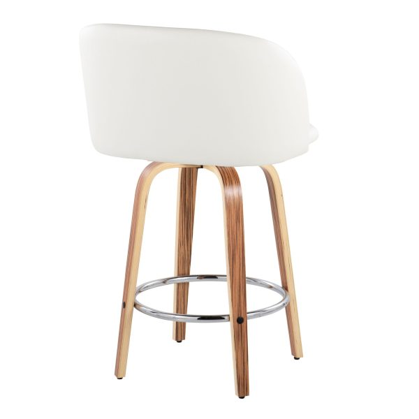 Fran 25 Zebra White Mid Century Modern Swivel Stools Set of 2 5