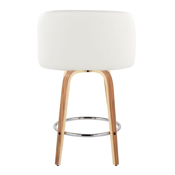 Fran 25 Zebra White Mid Century Modern Swivel Stools Set of 2 6