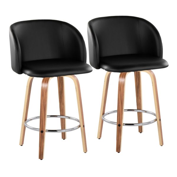 Fran 25 Zebra Wood Mid Century Modern Counter Stools Set of 2 2