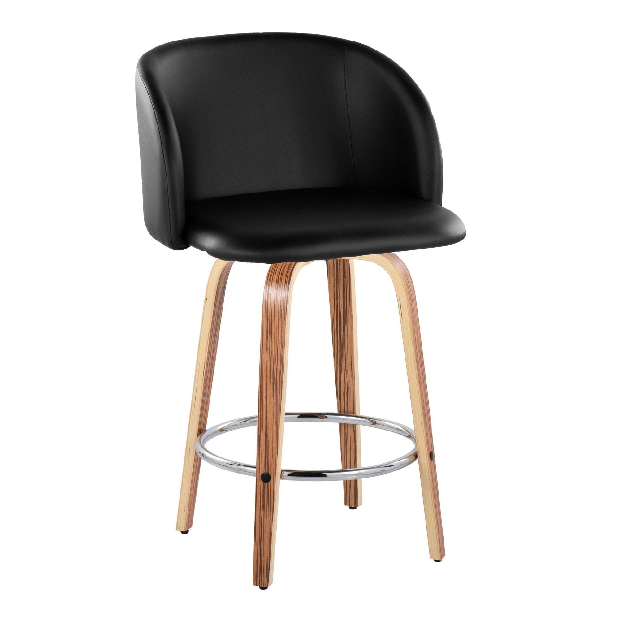 Fran 25 Zebra Wood Mid-Century Modern Counter Stools (Set of 2) 4 Fran 25 Zebra Wood Mid-Century Modern Counter Stools (Set of 2) - Image 4