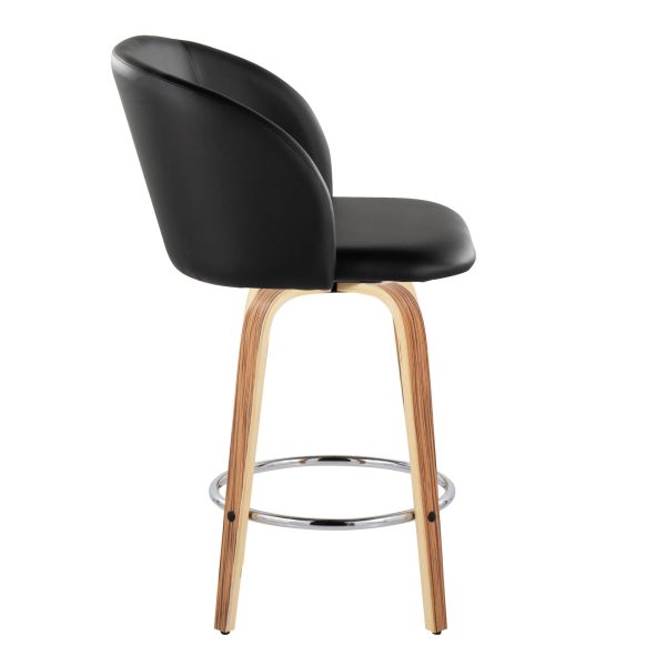 Fran 25 Zebra Wood Mid Century Modern Counter Stools Set of 2 4