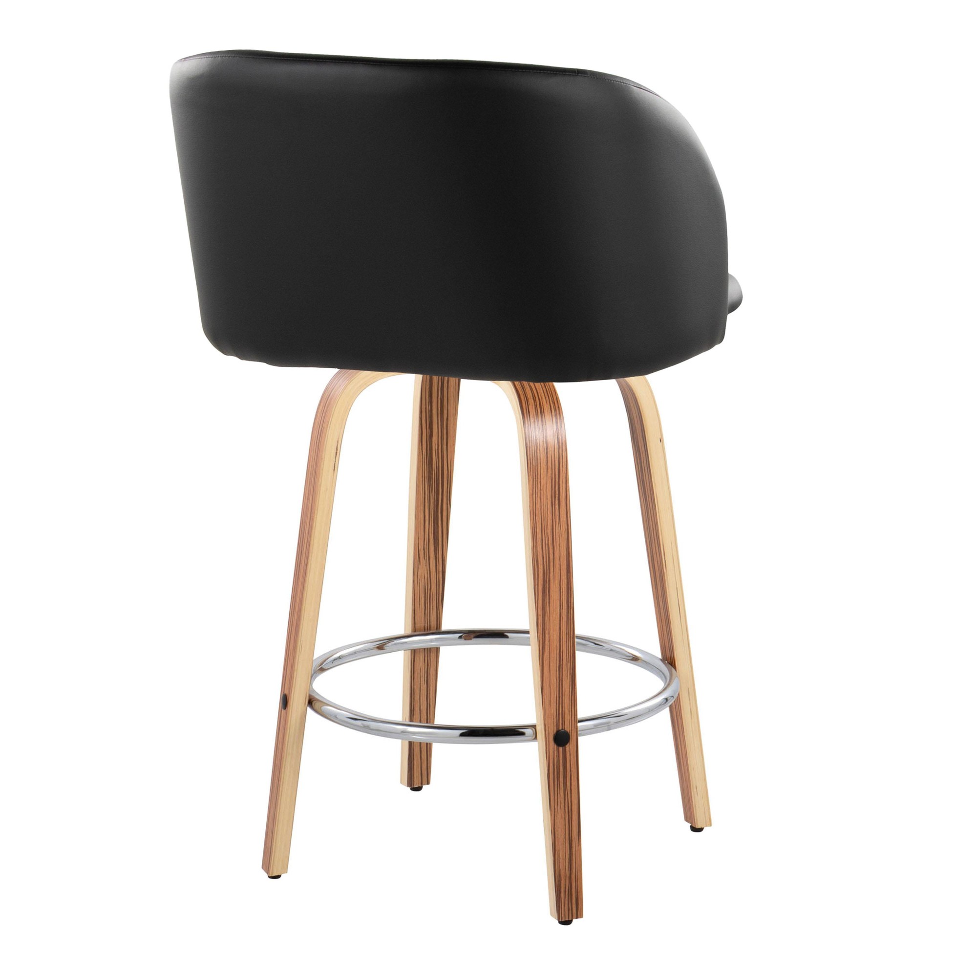 Fran 25 Zebra Wood Mid-Century Modern Counter Stools (Set of 2) 6 Fran 25 Zebra Wood Mid-Century Modern Counter Stools (Set of 2) - Image 6