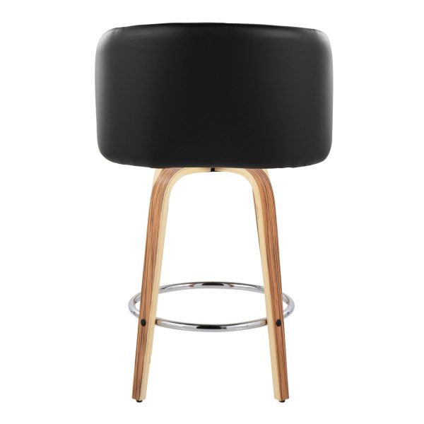 Fran 25 Zebra Wood Mid Century Modern Counter Stools Set of 2 6