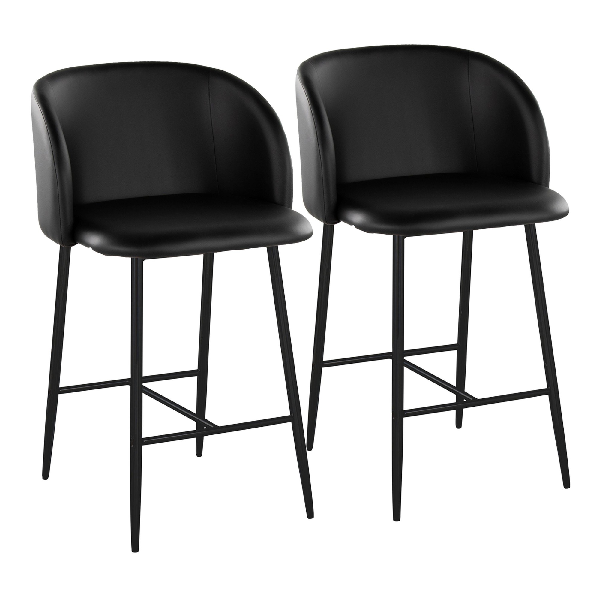 Fran 26 Black Faux Leather Contemporary Counter Stools (Set of 2) 2 Fran 26 Black Faux Leather Contemporary Counter Stools (Set of 2) - Image 2