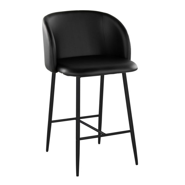 Fran 26 Black Faux Leather Contemporary Counter Stools Set of 2 2