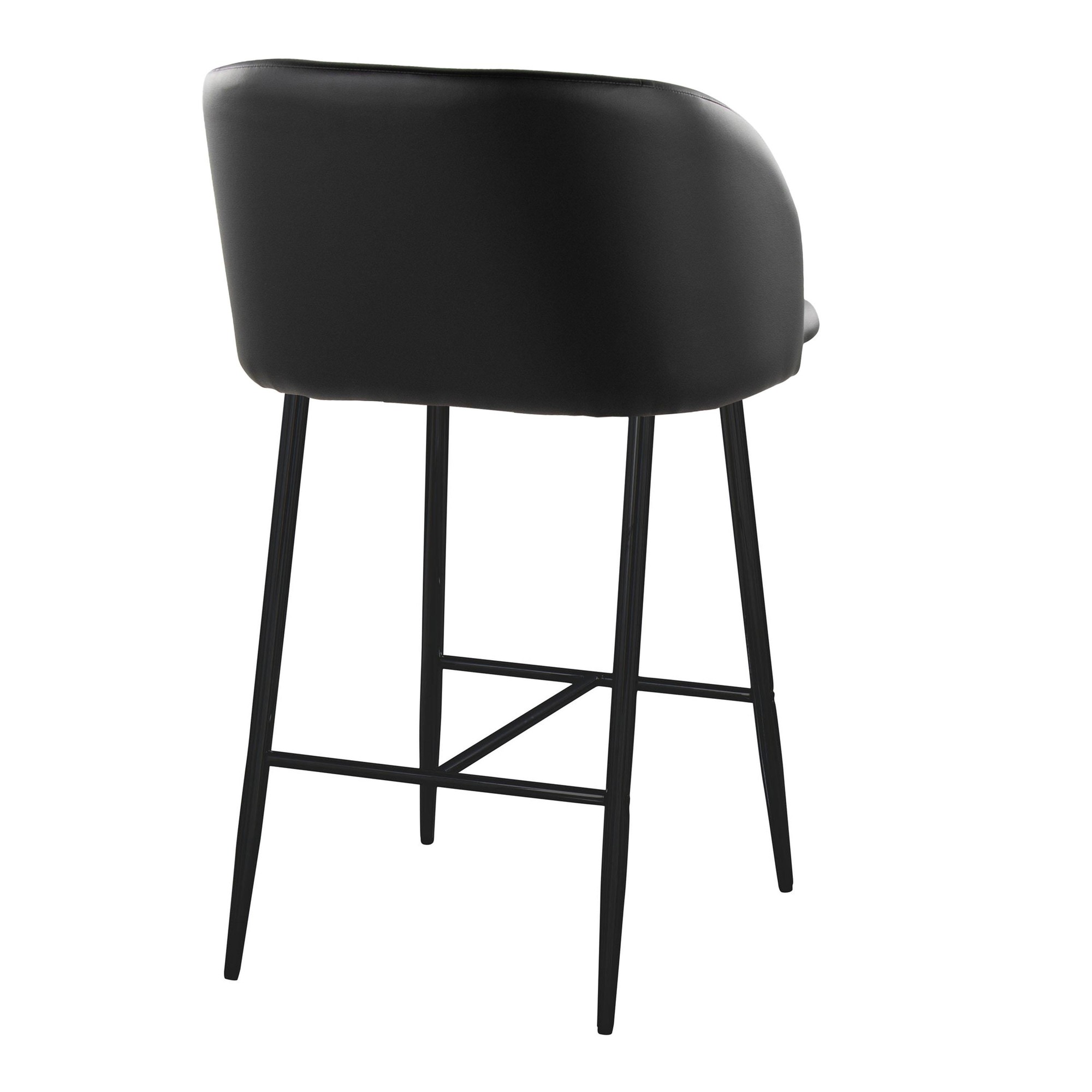 Fran 26 Black Faux Leather Contemporary Counter Stools (Set of 2) 5 Fran 26 Black Faux Leather Contemporary Counter Stools (Set of 2) - Image 5