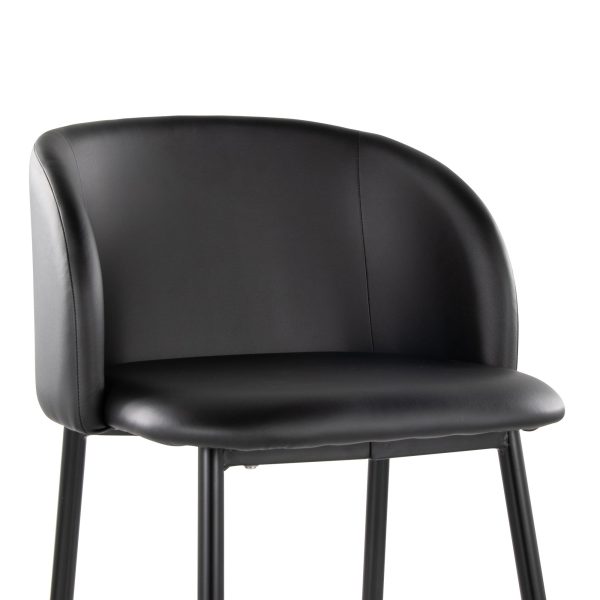 Fran 26 Black Faux Leather Contemporary Counter Stools Set of 2 7