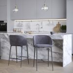 Fran 26 Black Metal Grey Velvet Contemporary Counter Stools (Set of 2) 12 Fran 26 Black Metal Grey Velvet Contemporary Counter Stools (Set of 2)