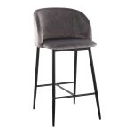 Fran 26 Black Metal Grey Velvet Contemporary Counter Stools (Set of 2) 16 Fran 26 Black Metal Grey Velvet Contemporary Counter Stools (Set of 2)