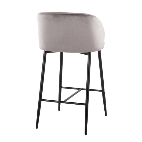 Fran 26 Black Metal Grey Velvet Contemporary Counter Stools Set of 2 6