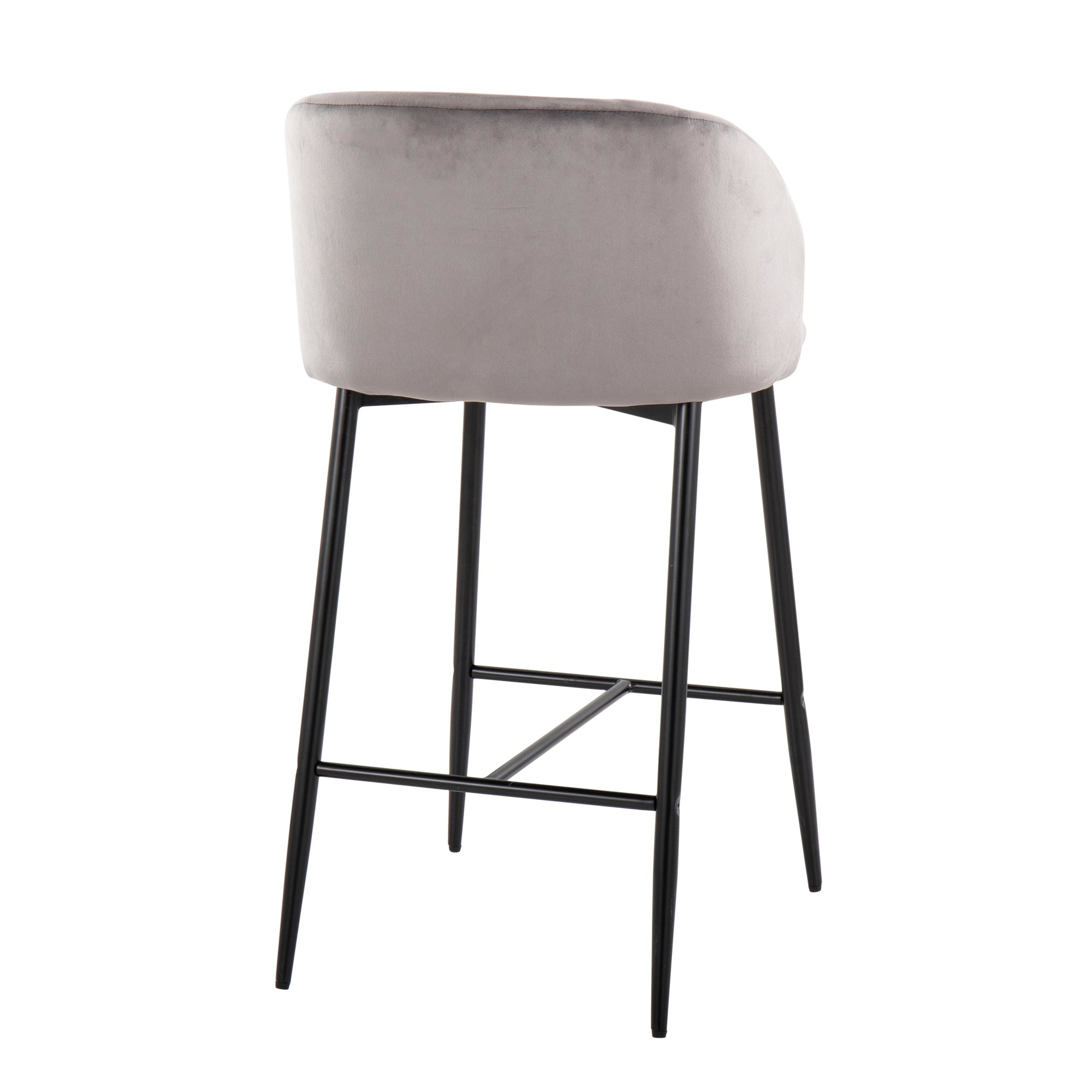 Fran 26 Black Metal Grey Velvet Contemporary Counter Stools (Set of 2) 7 Fran 26 Black Metal Grey Velvet Contemporary Counter Stools (Set of 2) - Image 7