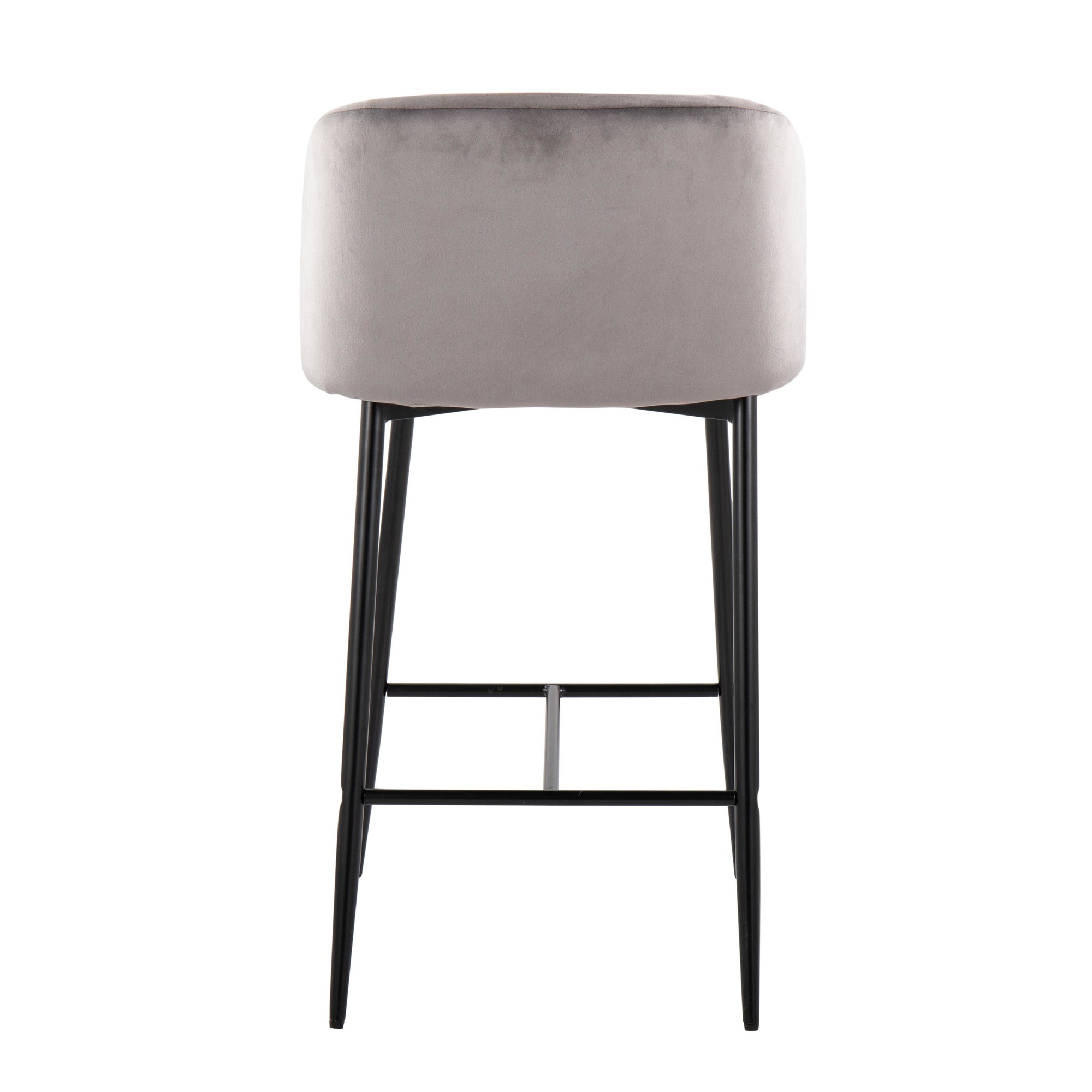 Fran 26 Black Metal Grey Velvet Contemporary Counter Stools (Set of 2) 8 Fran 26 Black Metal Grey Velvet Contemporary Counter Stools (Set of 2) - Image 8