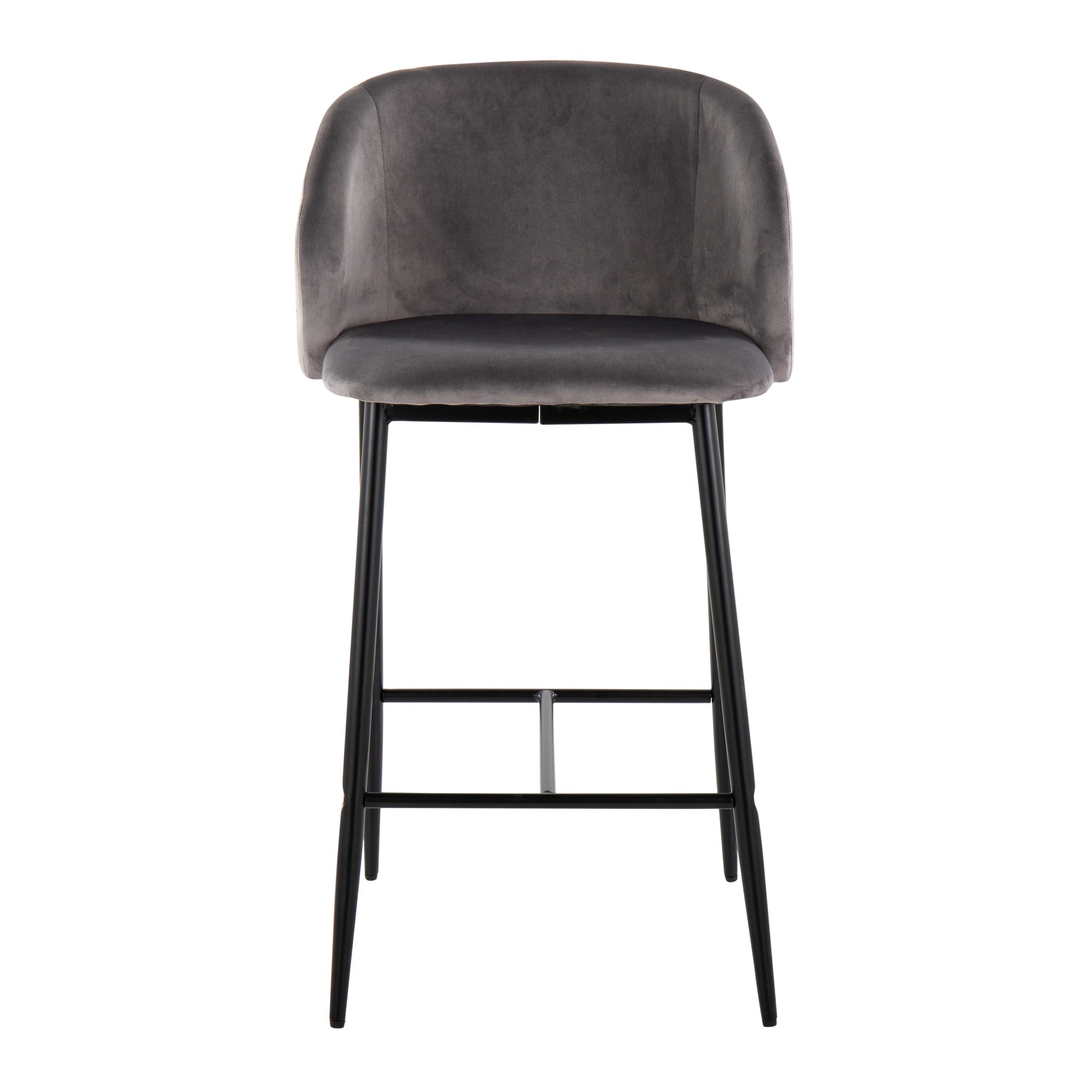 Fran 26 Black Metal Grey Velvet Contemporary Counter Stools (Set of 2) 9 Fran 26 Black Metal Grey Velvet Contemporary Counter Stools (Set of 2) - Image 9