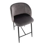 Fran 26 Black Metal Grey Velvet Contemporary Counter Stools (Set of 2) 21 Fran 26 Black Metal Grey Velvet Contemporary Counter Stools (Set of 2)
