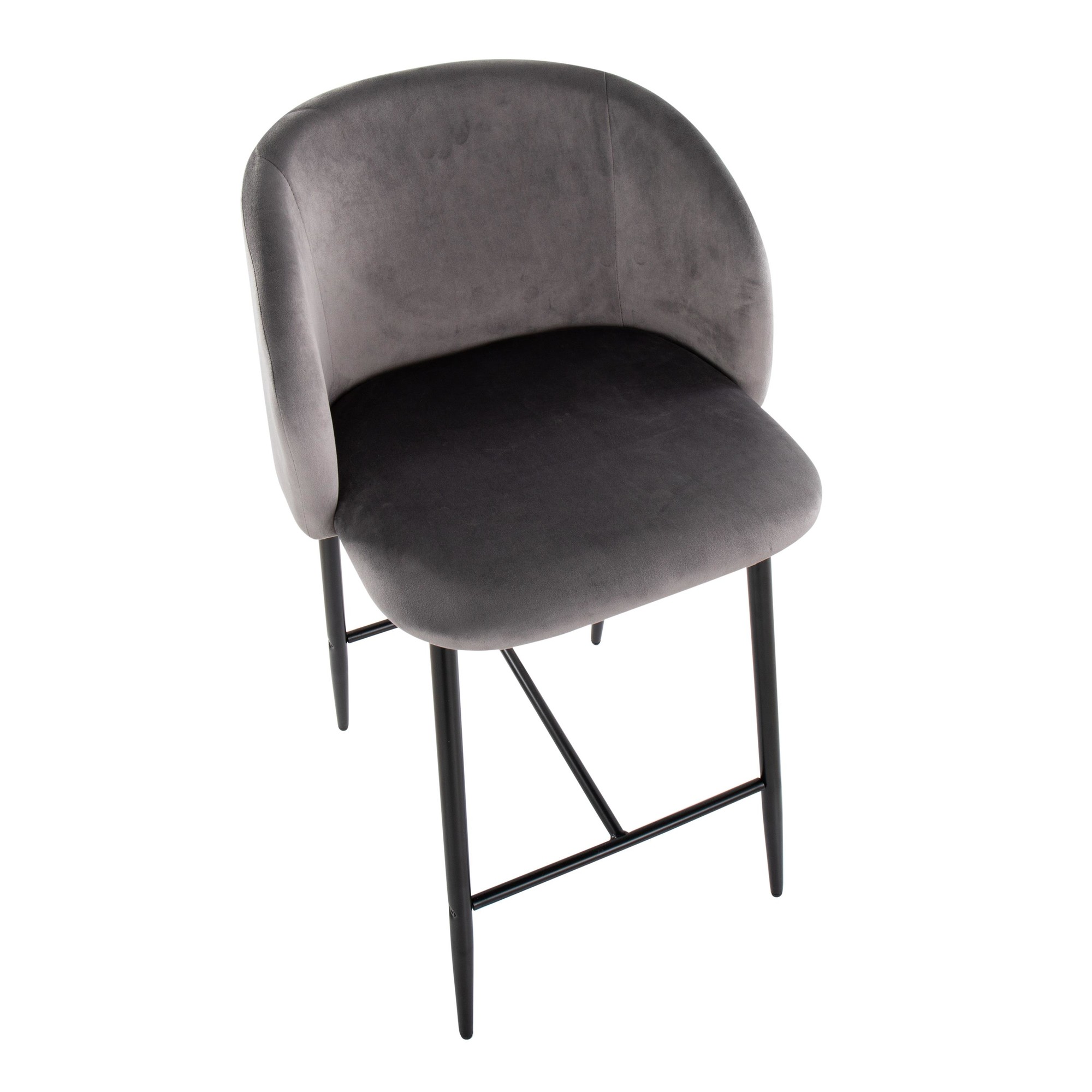 Fran 26 Black Metal Grey Velvet Contemporary Counter Stools (Set of 2) 10 Fran 26 Black Metal Grey Velvet Contemporary Counter Stools (Set of 2) - Image 10