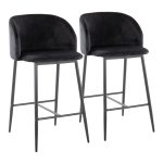 Fran 26" Black Velvet Contemporary Counter Stool (Set of 2) 15 Fran 26" Black Velvet Contemporary Counter Stool (Set of 2)