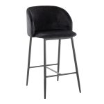 Fran 26" Black Velvet Contemporary Counter Stool (Set of 2) 16 Fran 26" Black Velvet Contemporary Counter Stool (Set of 2)