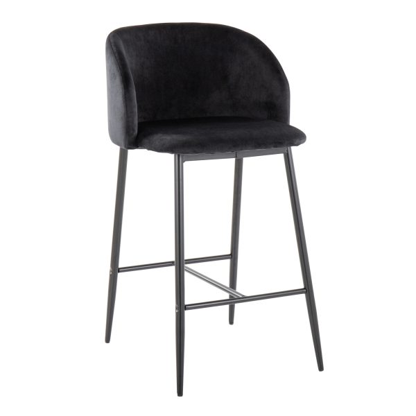 Fran 26 Black Velvet Contemporary Counter Stool Set of 2 4