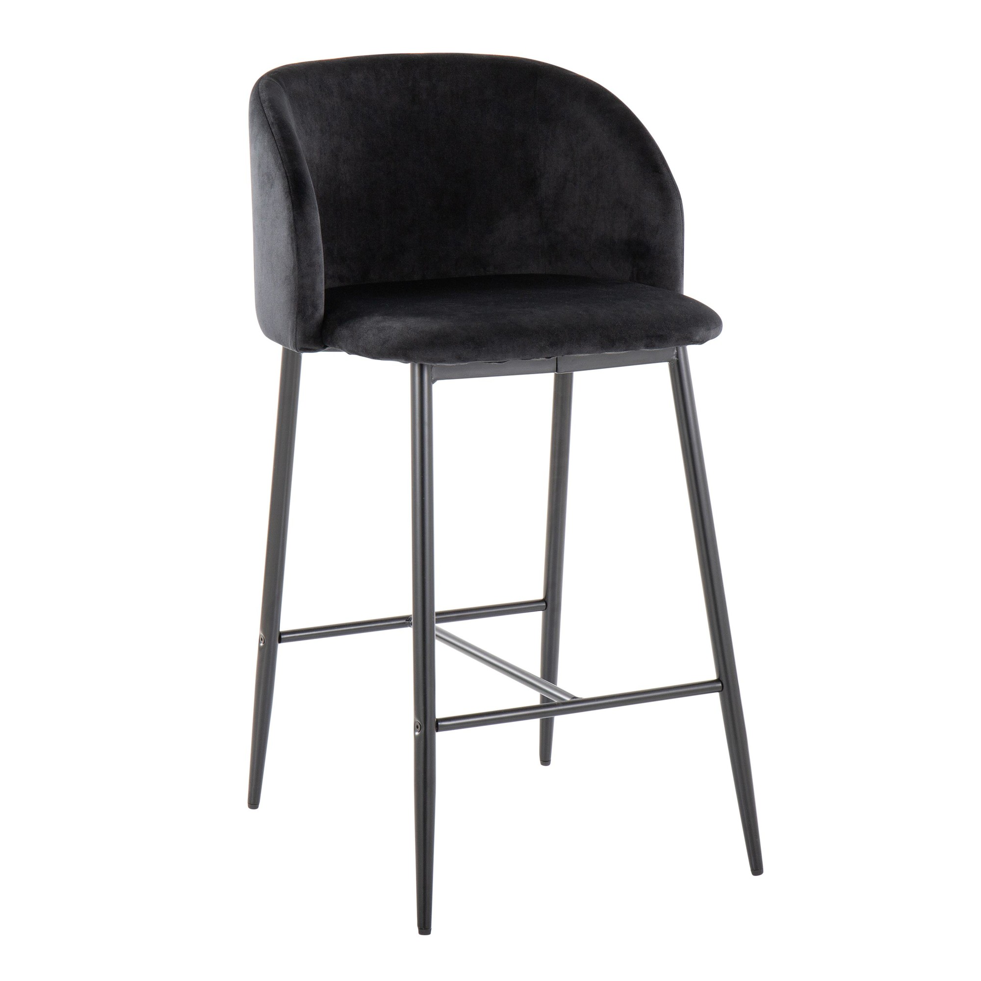 Fran 26" Black Velvet Contemporary Counter Stool (Set of 2) 5 Fran 26" Black Velvet Contemporary Counter Stool (Set of 2) - Image 5