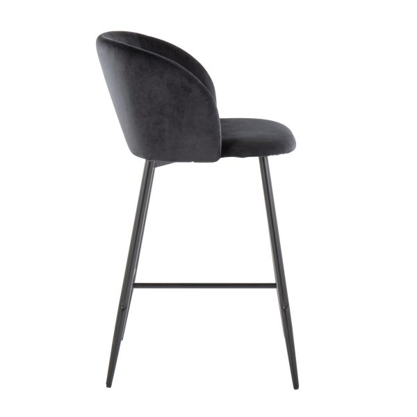 Fran 26 Black Velvet Contemporary Counter Stool Set of 2 5