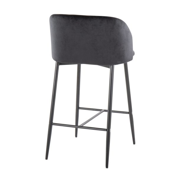 Fran 26 Black Velvet Contemporary Counter Stool Set of 2 6