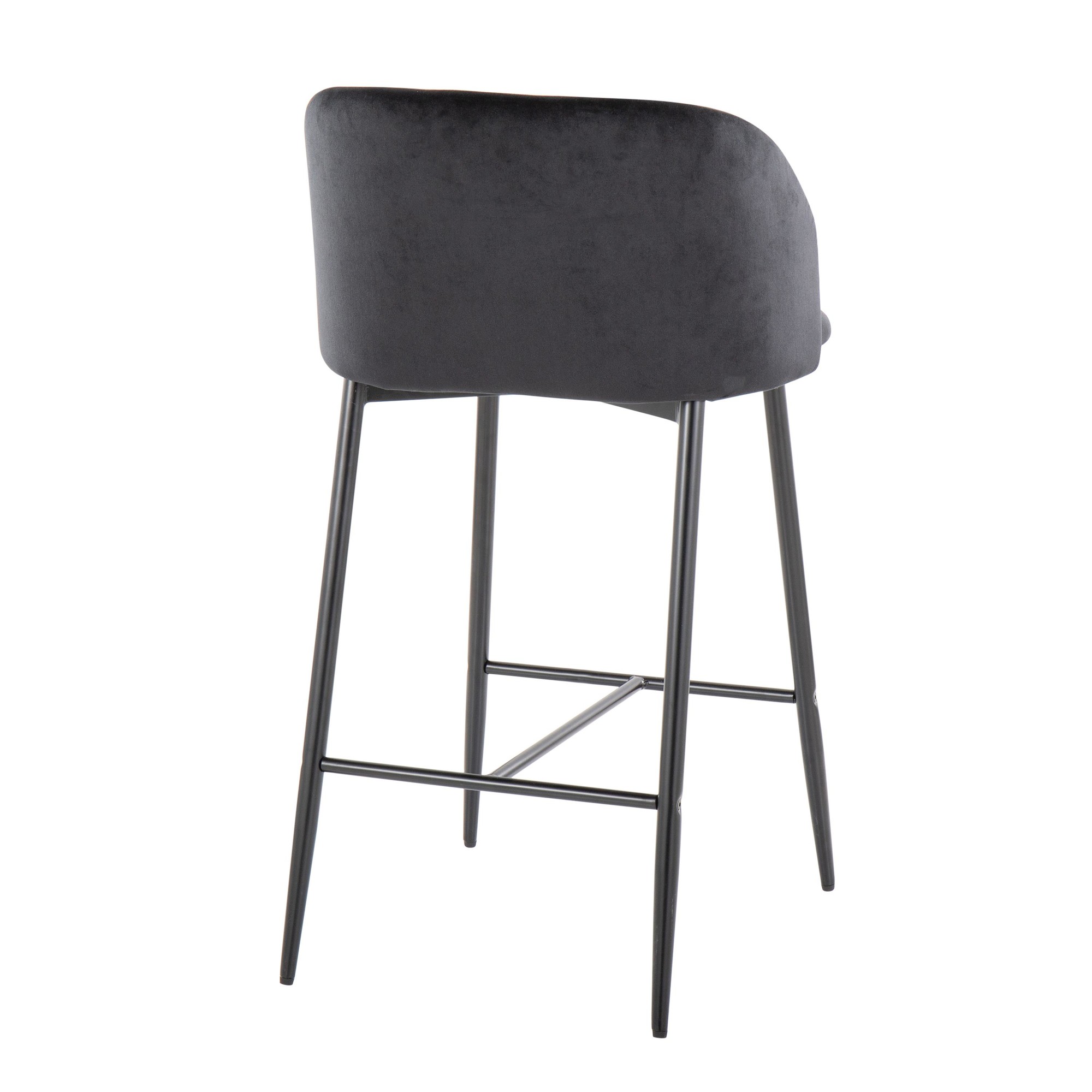 Fran 26" Black Velvet Contemporary Counter Stool (Set of 2) 7 Fran 26" Black Velvet Contemporary Counter Stool (Set of 2) - Image 7