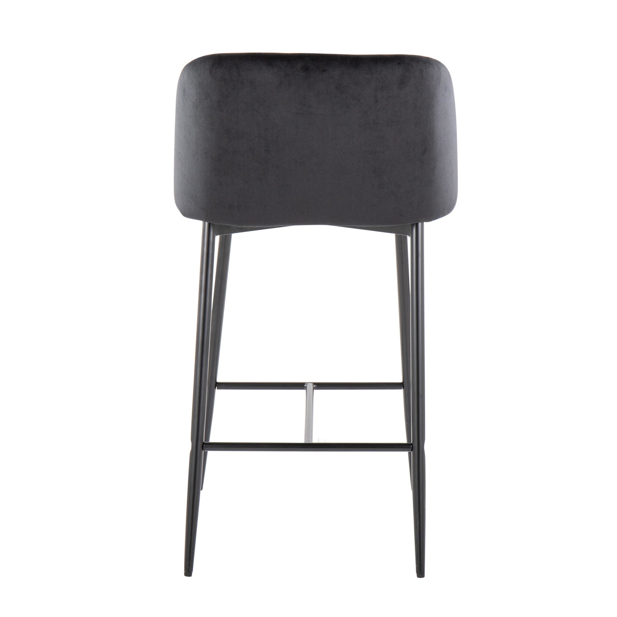 Fran 26" Black Velvet Contemporary Counter Stool (Set of 2) 8 Fran 26" Black Velvet Contemporary Counter Stool (Set of 2) - Image 8